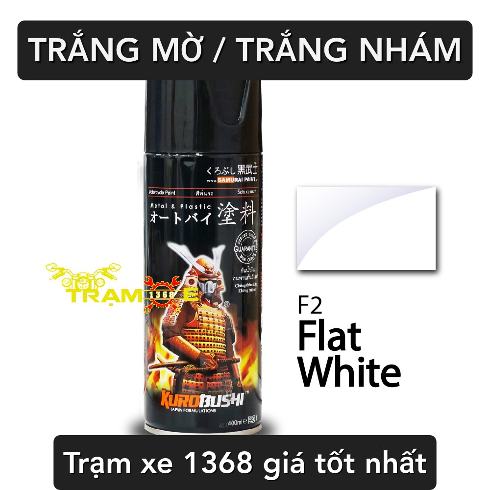 Chai sơn xịt samurai màu trắng nhám trắng mờ f2 400ml