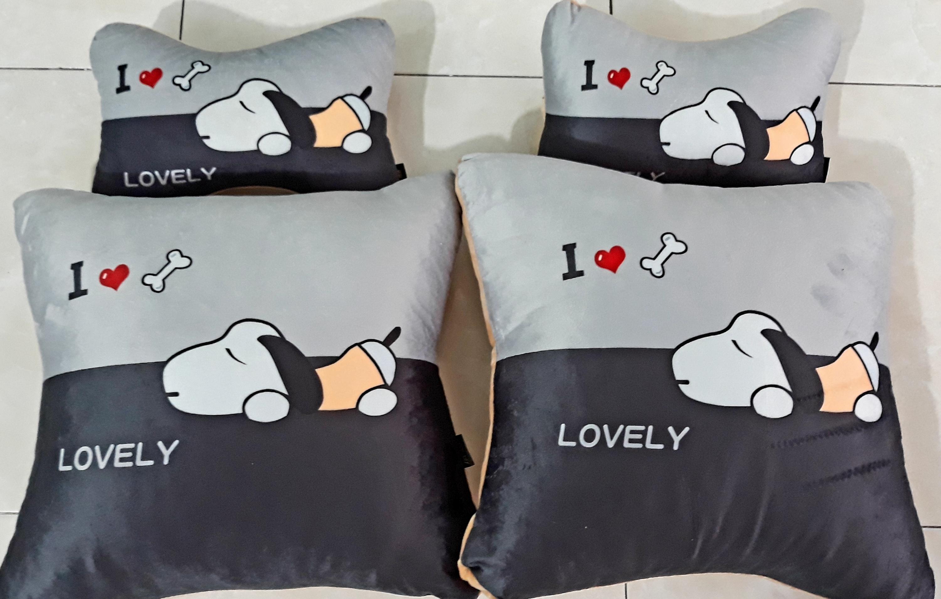 Bộ 4 gối tựa trên xe hơi (gồm 2 gối tựa lưng và 2 gối tựa cổ)