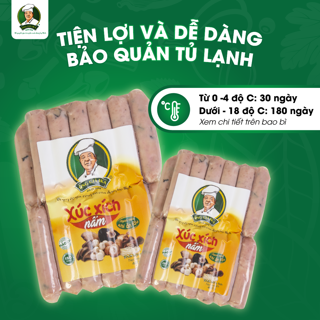 [ Chỉ giao HCM & Hà Nội ] Xúc xích Nấm 400g Ông già Ika