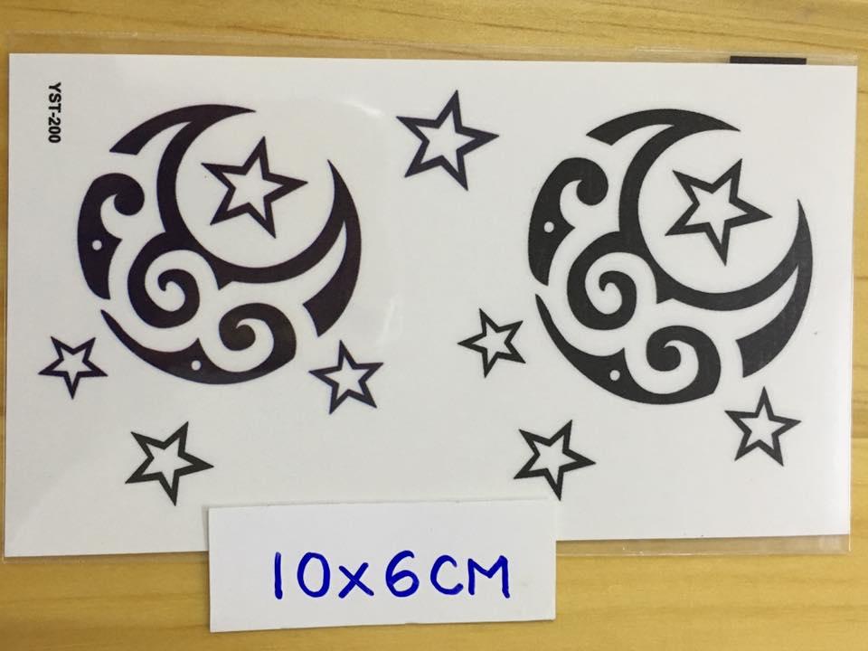[HCM]Combo 6 tấm hình xăm dán sao trắng 10x6cm (mua 2 combo tặng bắp tay mini 10x20cm)