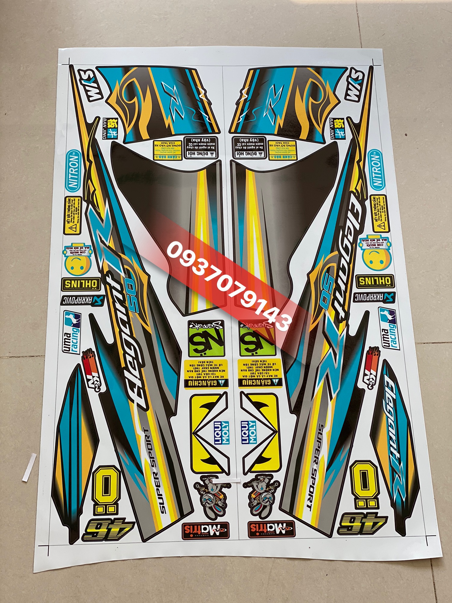 Tem rời dán xe elegant 50 xanh ngọc