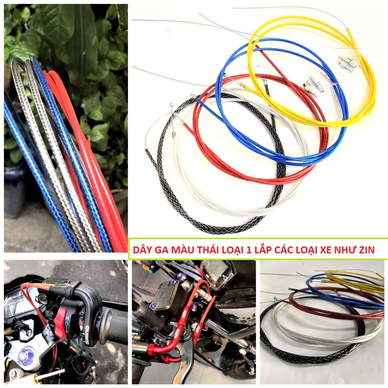 DÂY GA MÀU DOMINO ĐỘ XE MÁY ĐẲNG CẤP HÀNG THÁI LAN LÊN GA CỰC NHẸ LẮP NHƯ ZIN , DÂY GA ĐỘ XE MÁY LOẠI TỐT , DÂY GA KIỂNG LẮP CÁC LOẠI XE , ĐỒ CHƠI XE MÁY , PHỤ KIỆN XE MÁY