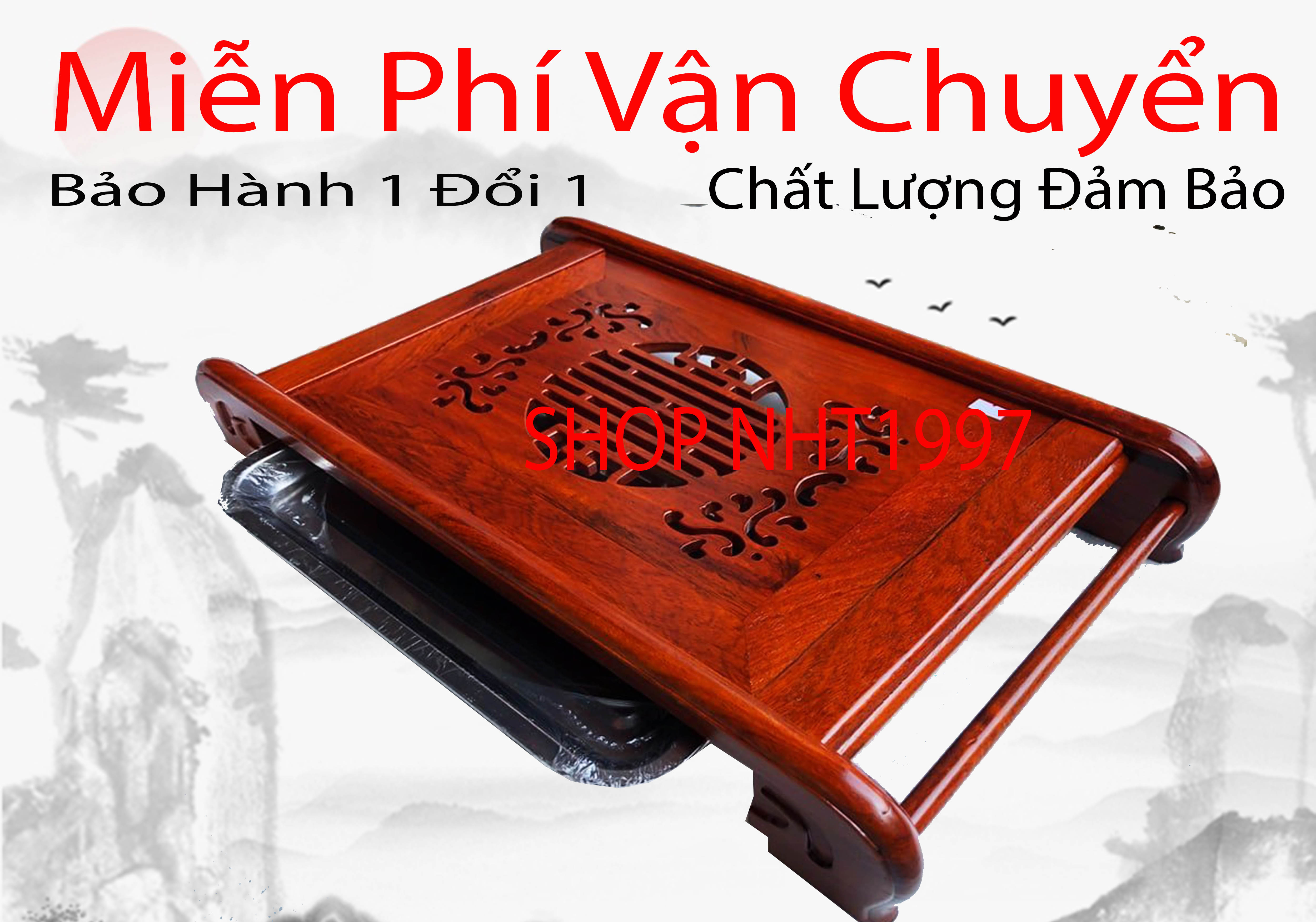 Khay trà chân cuốn gỗ hương khay trà cuốn thư khay trà gỗ hương