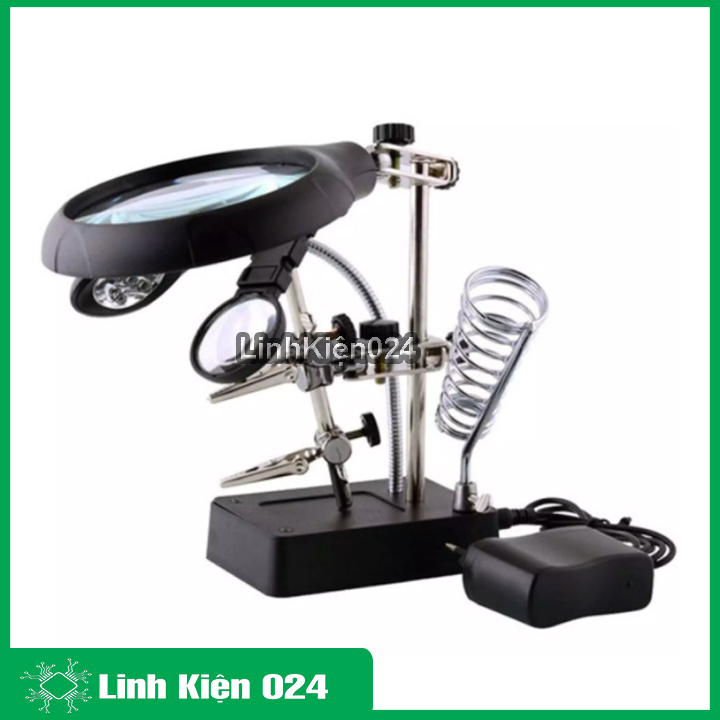 Kính lúp đôi để bàn có đèn led chiếu sáng te-800