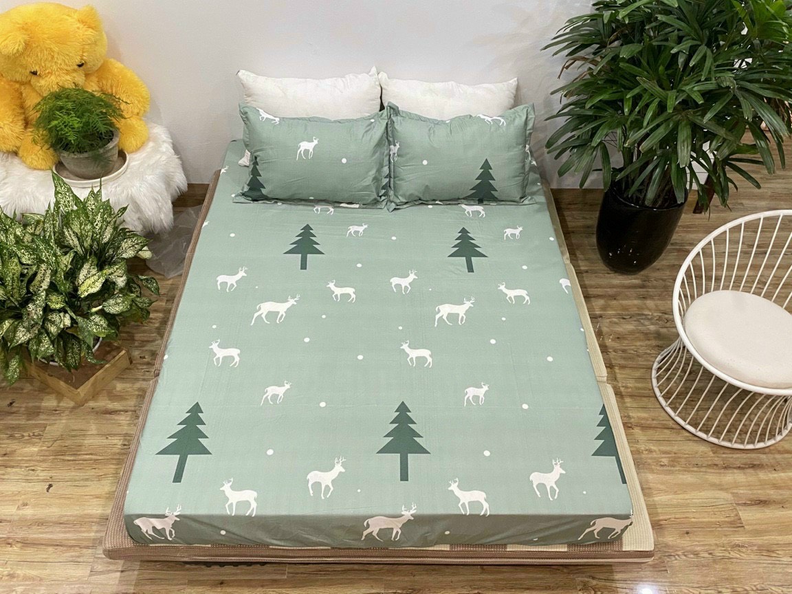 Bộ ga gối, drap giường poly kích thước 1m2/1m4/1m6/1m8/2m*2m2, ga trải giường kute + 2 vỏ gối nằm Nhà Nhím Bedding
