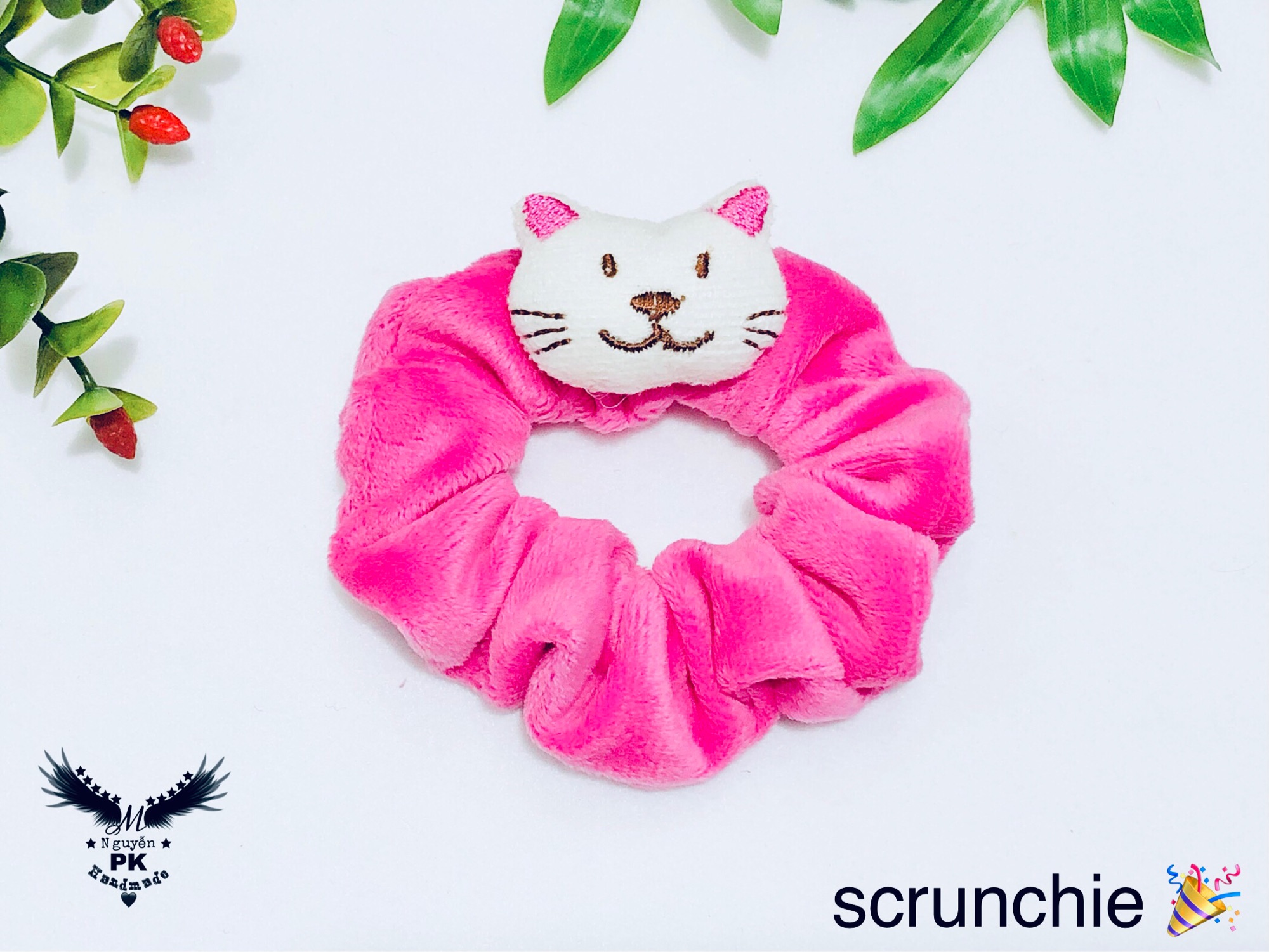 Dây cột tóc (scrunchie) hoạt hình gấu nhiều màu vải lông