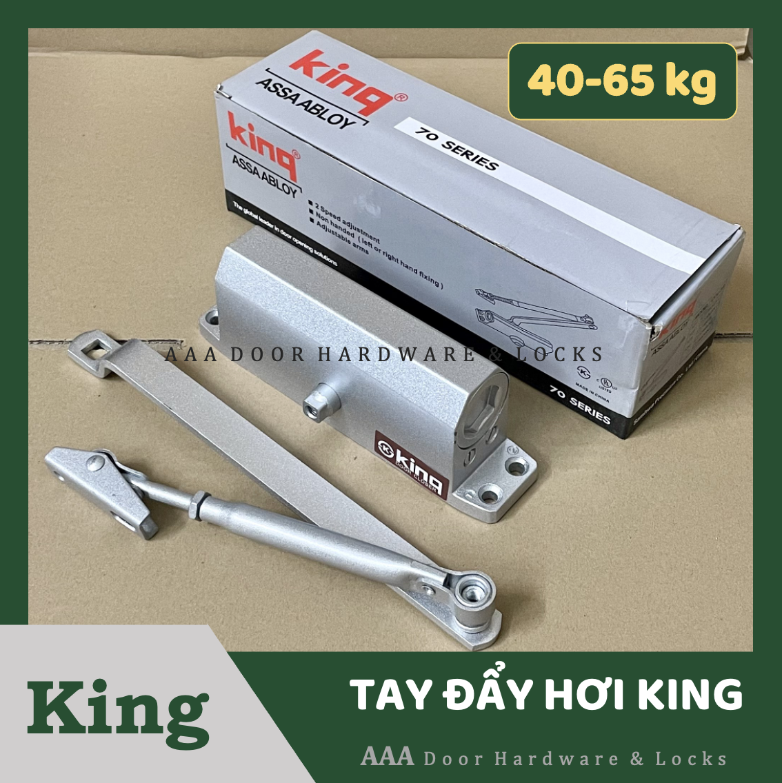 Tay co thủy lực, cùi chỏ đóng cửa King chịu lực cửa 40-60kg