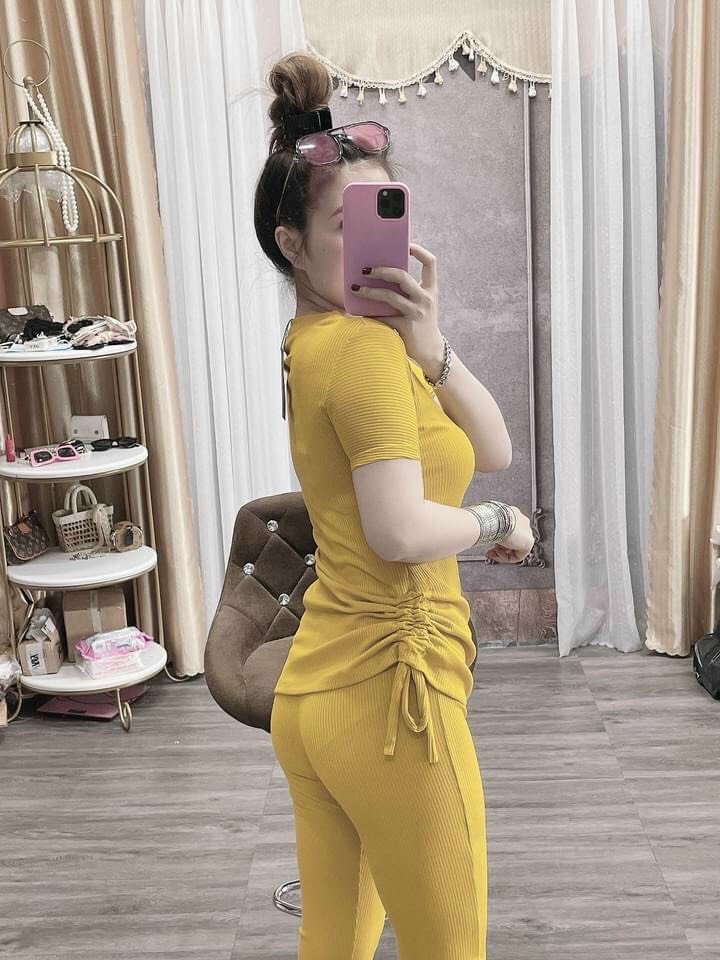 Sét bộ nữ, bộ mặc nhà thun gân rút dây eo