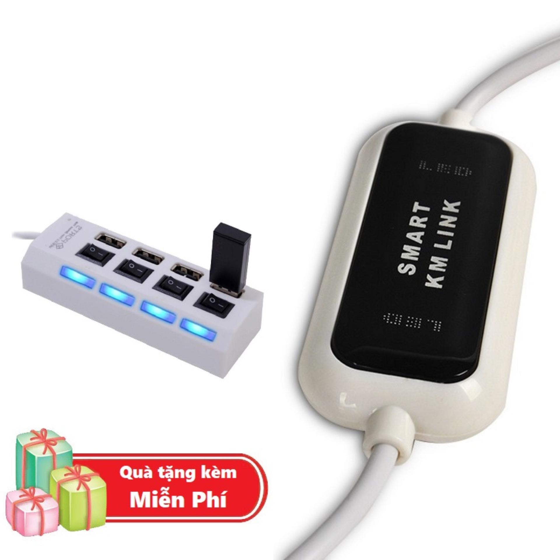 (Quà tặng Hub chia 4 cổng Usb) Cáp truyền dữ liệu giữa 2 máy tính Smart KM Link - Cáp USB Chuyển Đổi Dữ Liệu Kết Nối Máy Tính Với Máy Tính Đồng Bộ Bàn Phím Chuột Smart KM Link