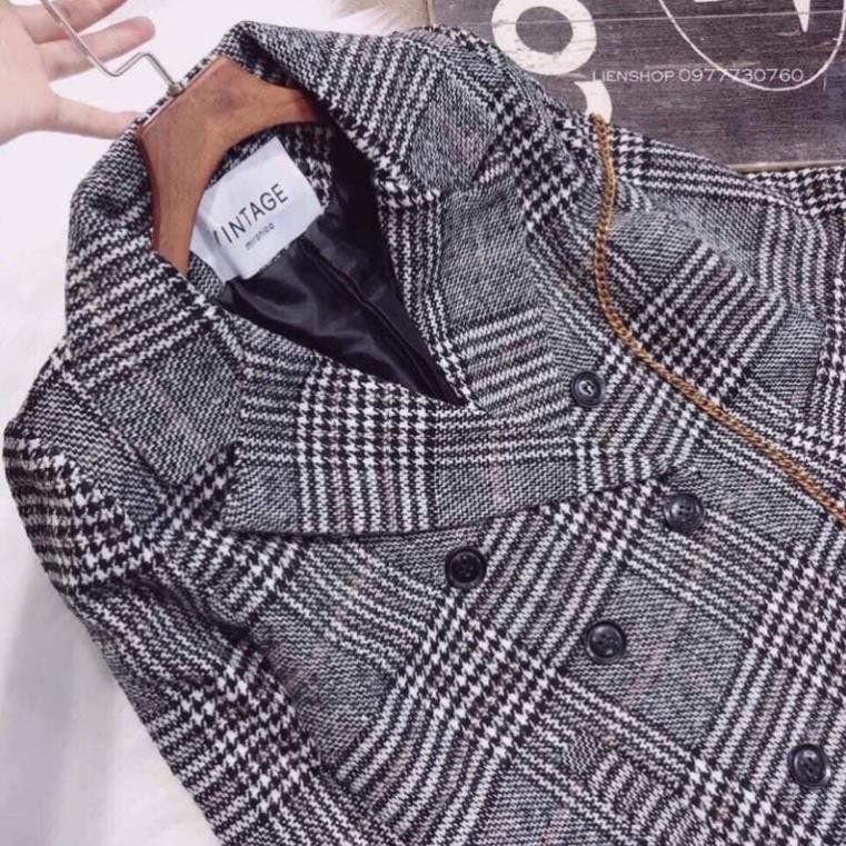 ÁO KHOÁC DẠ KẺ NỮ ĐẸP