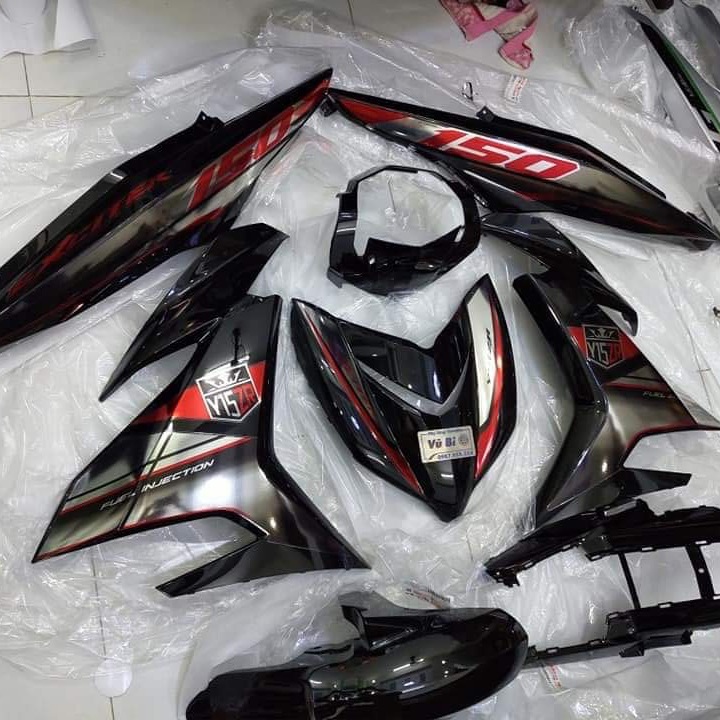 Tem rời exciter 150 Y15ZR trắng đỏ dán xe đen chất liệu Crom cao cấp