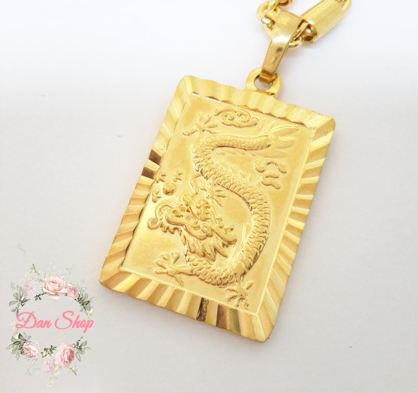 MẶT DÂY CHUYỀN RỒNG NHẢ NGỌC MẠ VÀNG 18K CAO CẤP
