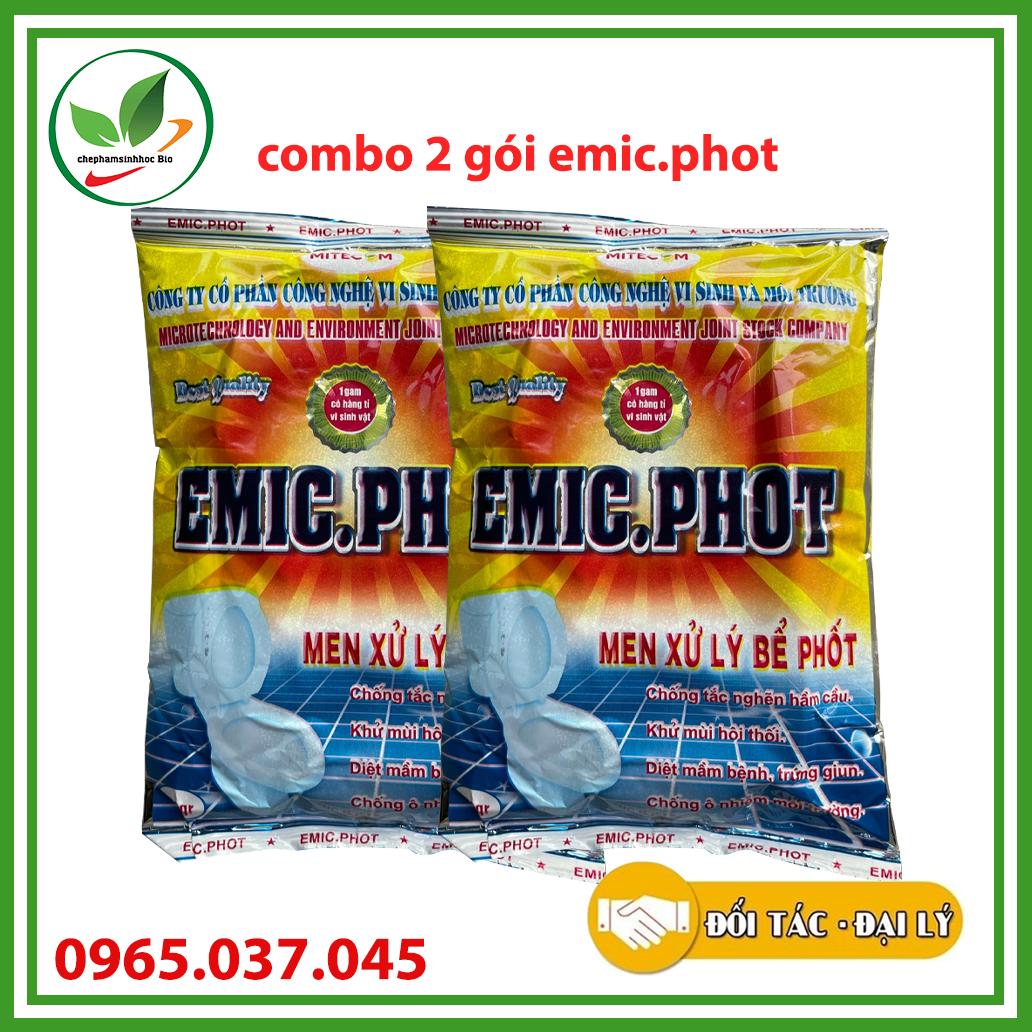 Combo 2 gói Emic phot. Men xử lý bể phốt, khử mùi hôi, thông tác cống, đường ống nước. Gói 200gr