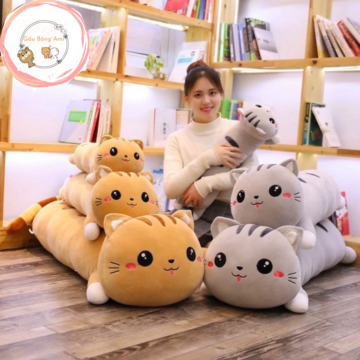 Gối Ôm Mèo Dáng Dài Cao Cấp - Mèo Bông