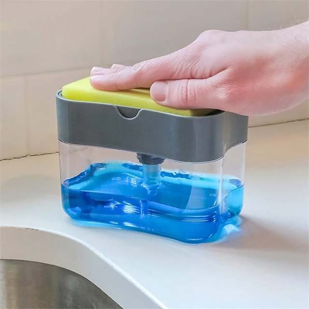 Dishwashing Liquid Dispenser, Smart Soap Dispenser with Pump and Sponge (Random Color)