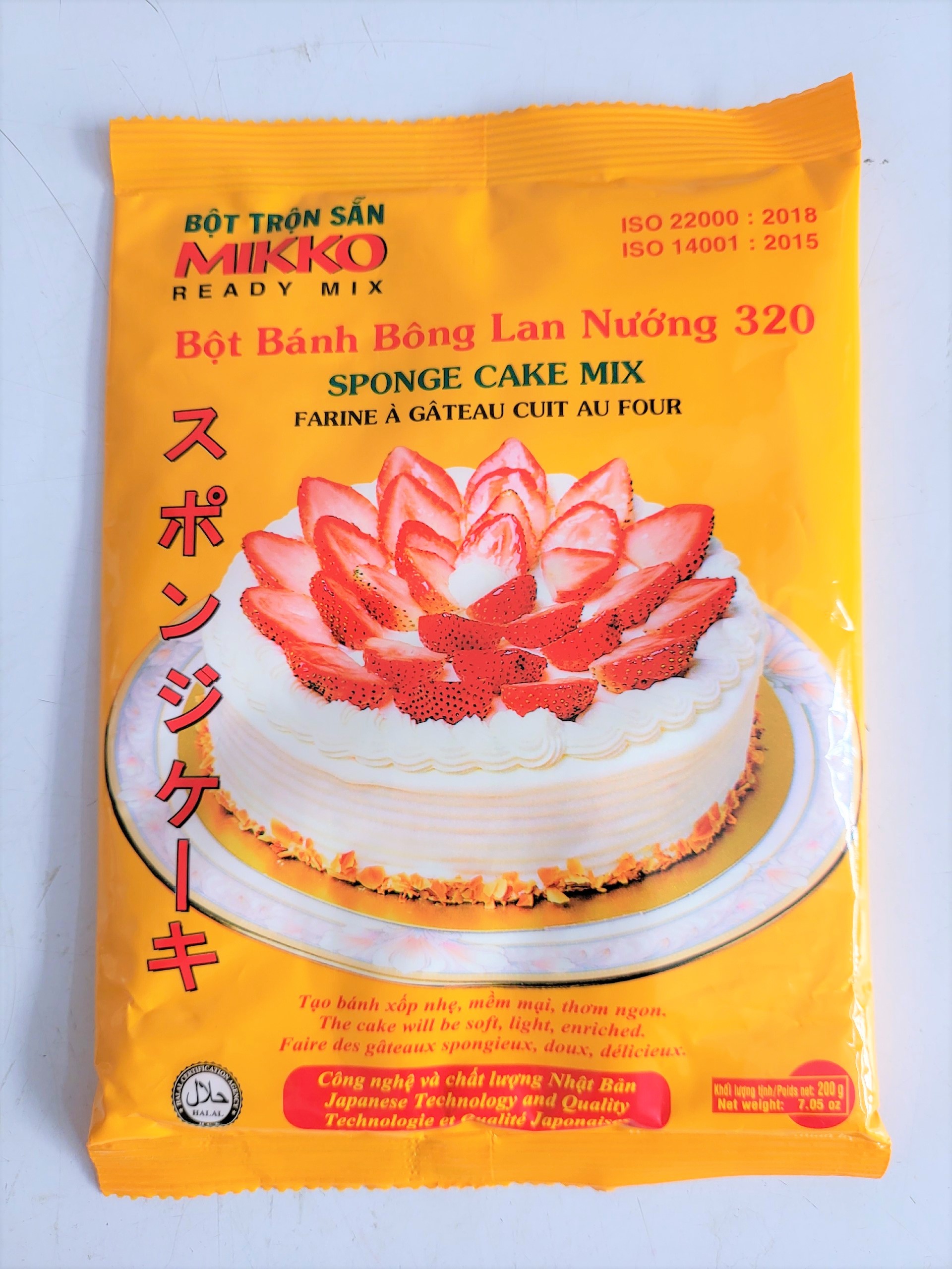 Túi nhỏ 200g BỘT BÁNH BÔNG LAN NƯỚNG VN MIKKO Sponge Cake Mix halal