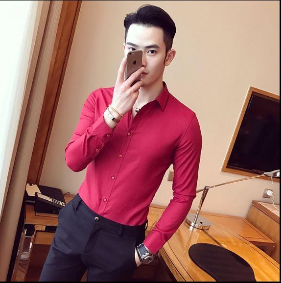 Áo sơ mi nam trơn lụa cao cấp vải đẹp chuẩn không nhăn không xù