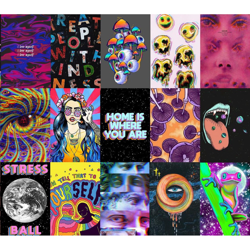 [FREESHIP EXTRA] Wall Collage dán tường trang trí decor phòng ngủ - theme Psychedelic