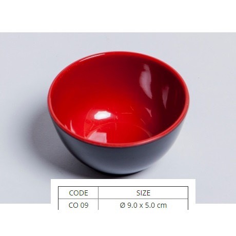 Chén nhựa melamine hai lớp đỏ đen fataco cao cấp