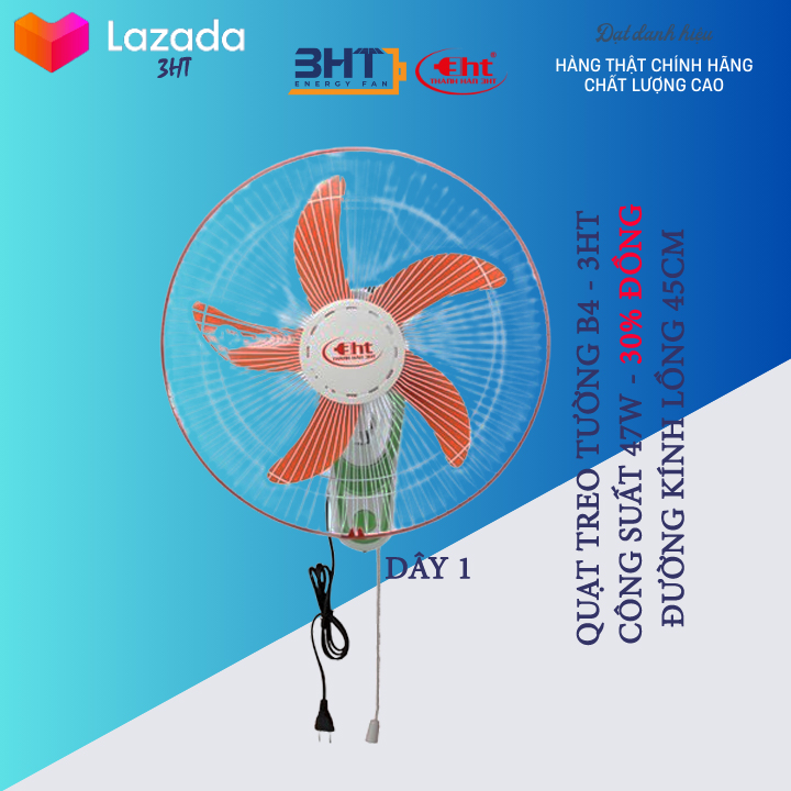 2 Cây Quạt Treo Tường B4 - 47W / 220V ( 1 DÂY)