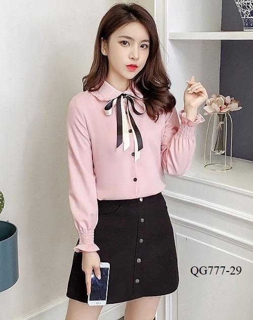 QG777 -ÁO SƠ MI THIẾT KẾ THẮT NƠ -BIGSIZE