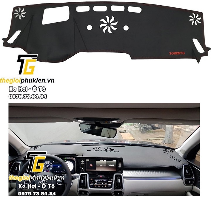 Thảm da taplo vân carbon cao cấp dành cho xe kia sorento 2021 - có hud