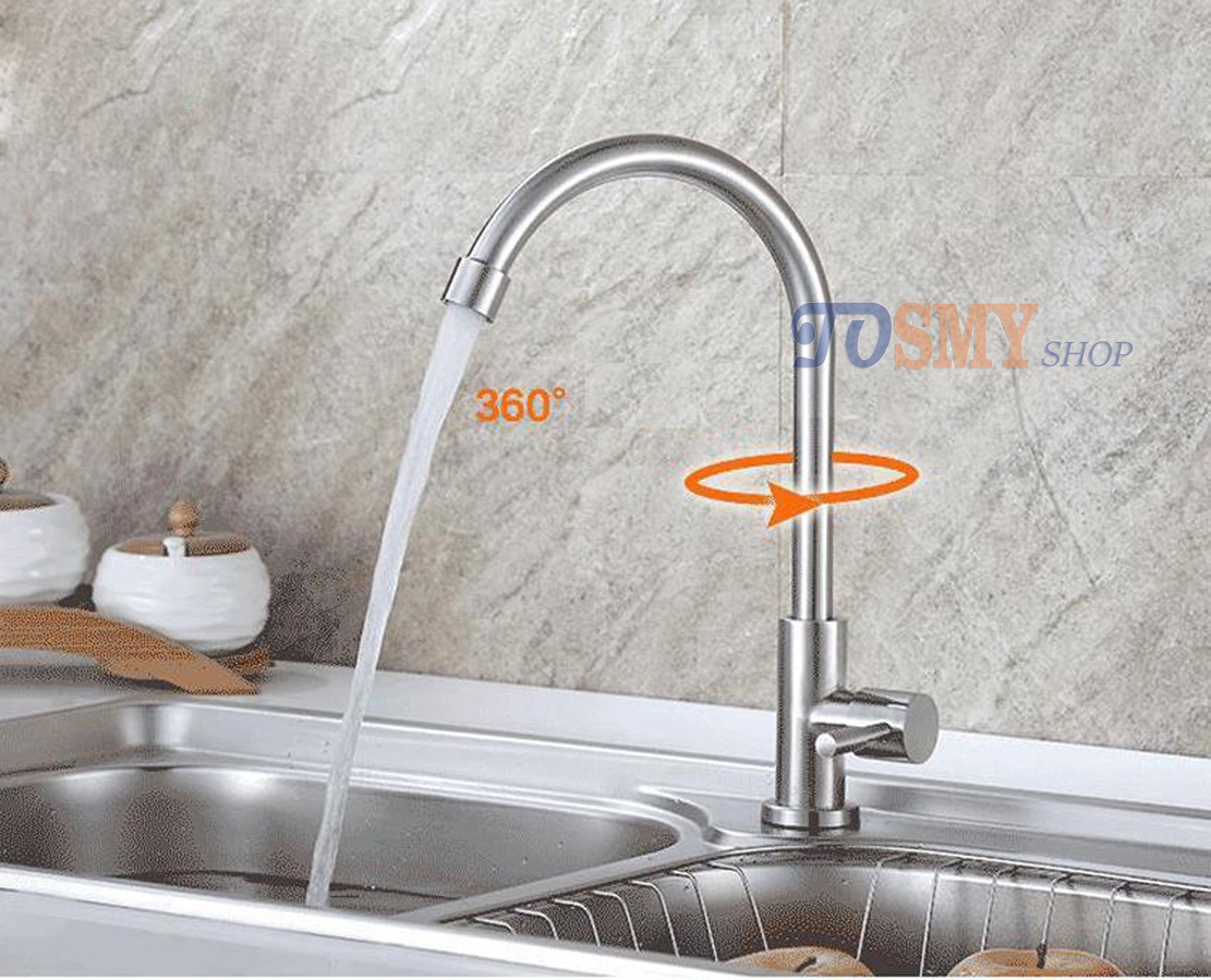 Vòi rửa chén, bát lạnh cần cứng tròn Inox 304 CLI01-2 phi 18