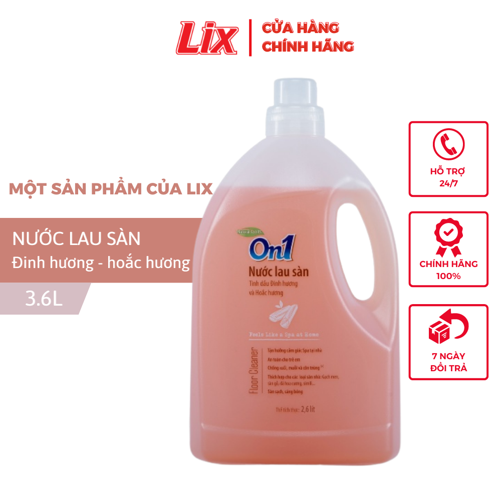 Nước lau sàn On1 tinh dầu Đinh hương và Hoắc hương dung tích  3,6L LH301 - Sàn sạch, sáng bóng - Lixco Việt Nam