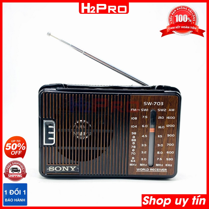 Đài Radio Sony 703 Fm-Am 5 Band Sóng Khỏe, Tặng Dây Nguồn 220V, Đài Cắm Điện Sony Cổ Điển Cho Người Già - H2Pro Tech