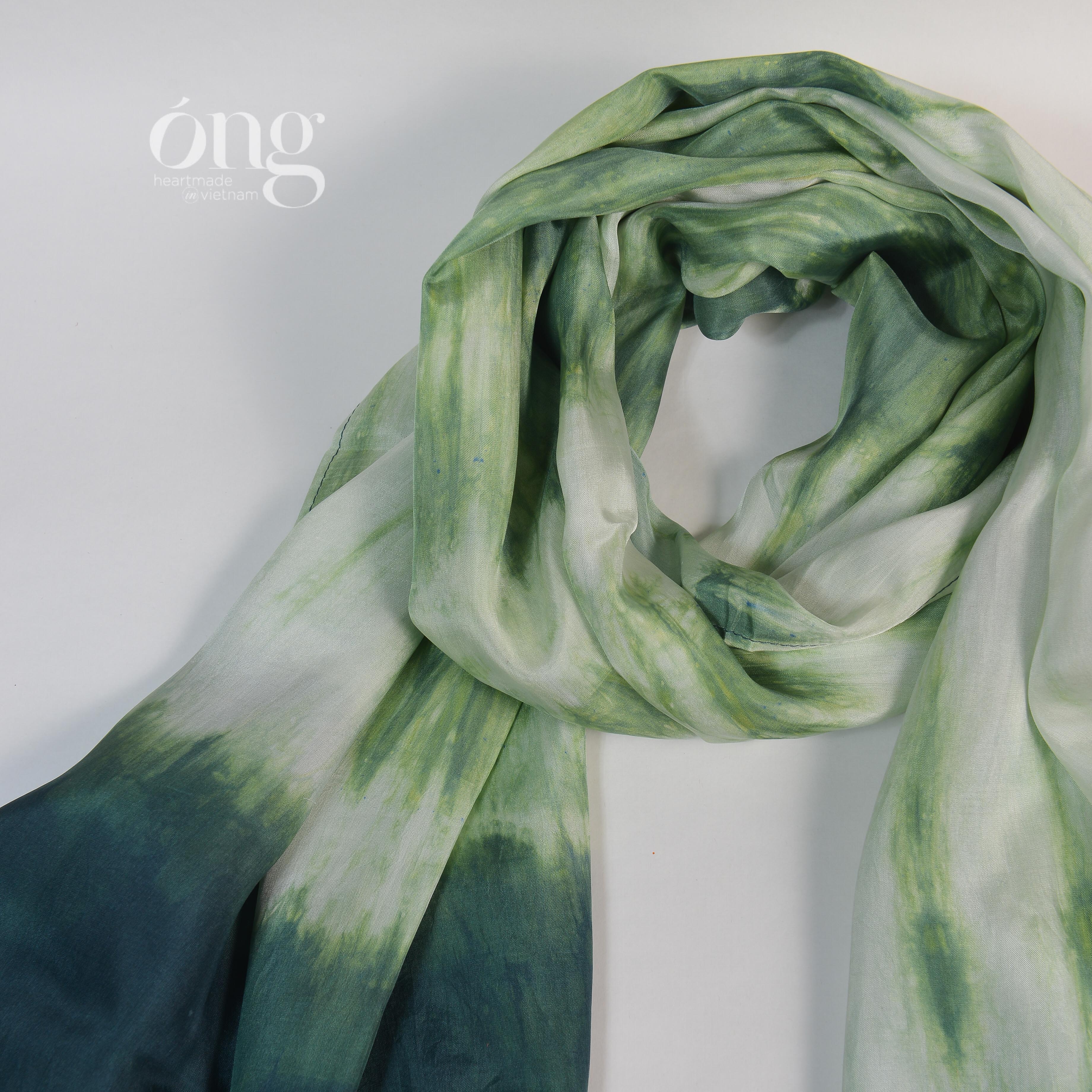 Khăn choàng lụa tơ tằm nhuộm Shibori Óng Silk