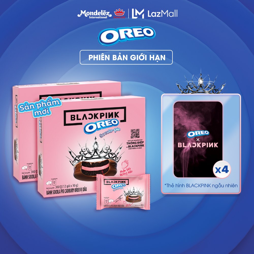 Limited Edition Bánh OREO Pie BLACKPINK vị dâu combo 2 hộp x 360g (Tặng ...