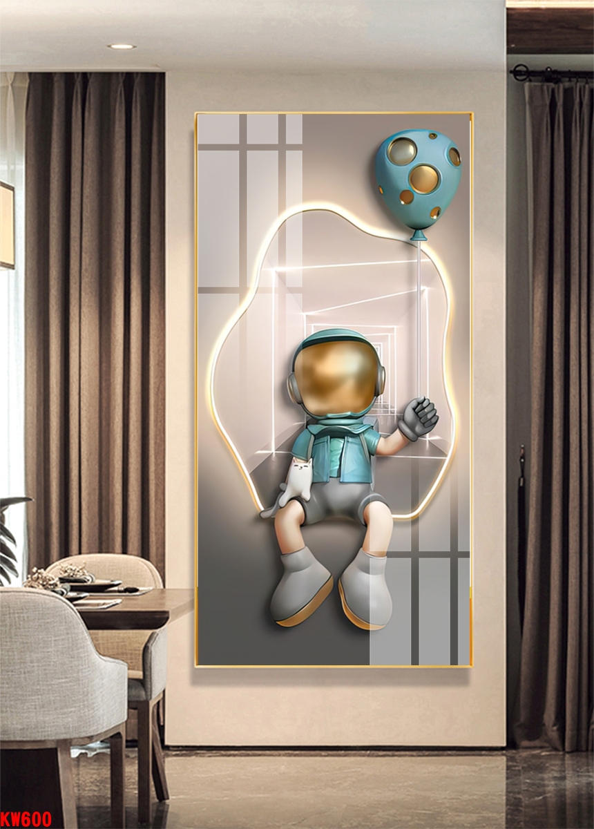 Tranh treo tường Phi Hành Gia 3D tráng gương đẹp 10 mẫu chất liệu tranh tráng gương pha lê nhiều kích thước tranh phi hành gia đẹp Astronaut Wall Art