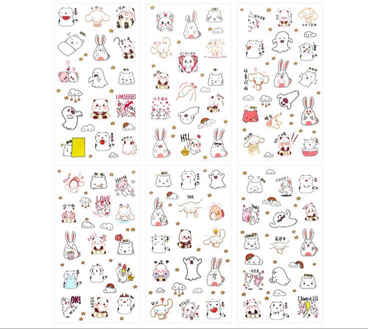 Sét 6 Tấm Sticker Thỏ Cute