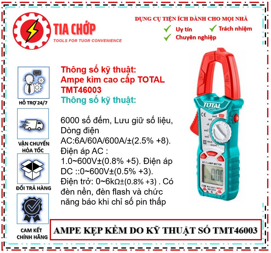 Ampe kìm cao cấp total tmt46003 đồng hồ kẹp đo dòng vạn năng ac dc điện trở