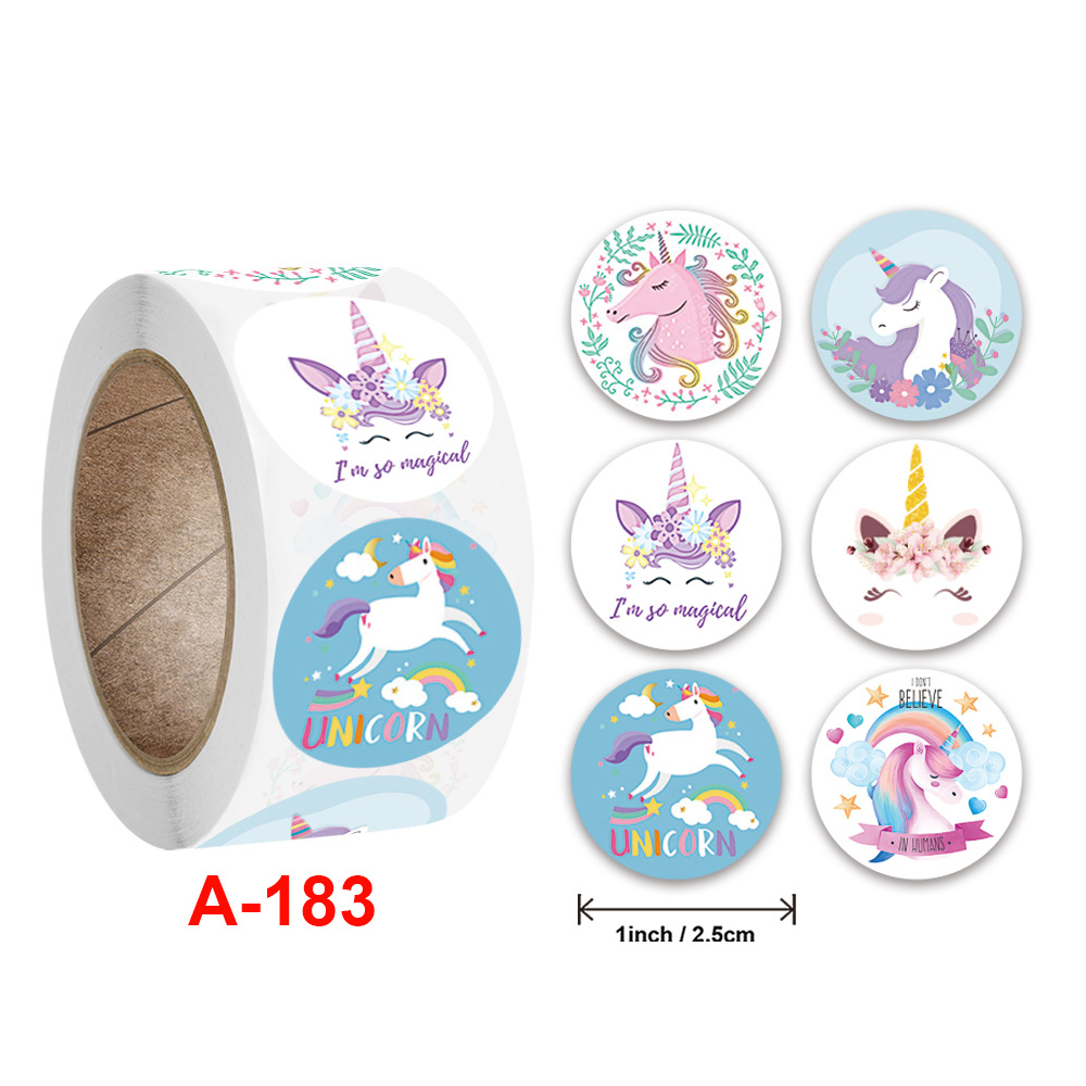 Cuộn 500 tem Sticker Hình Kỳ Lân Dễ Thương - 2.5cm