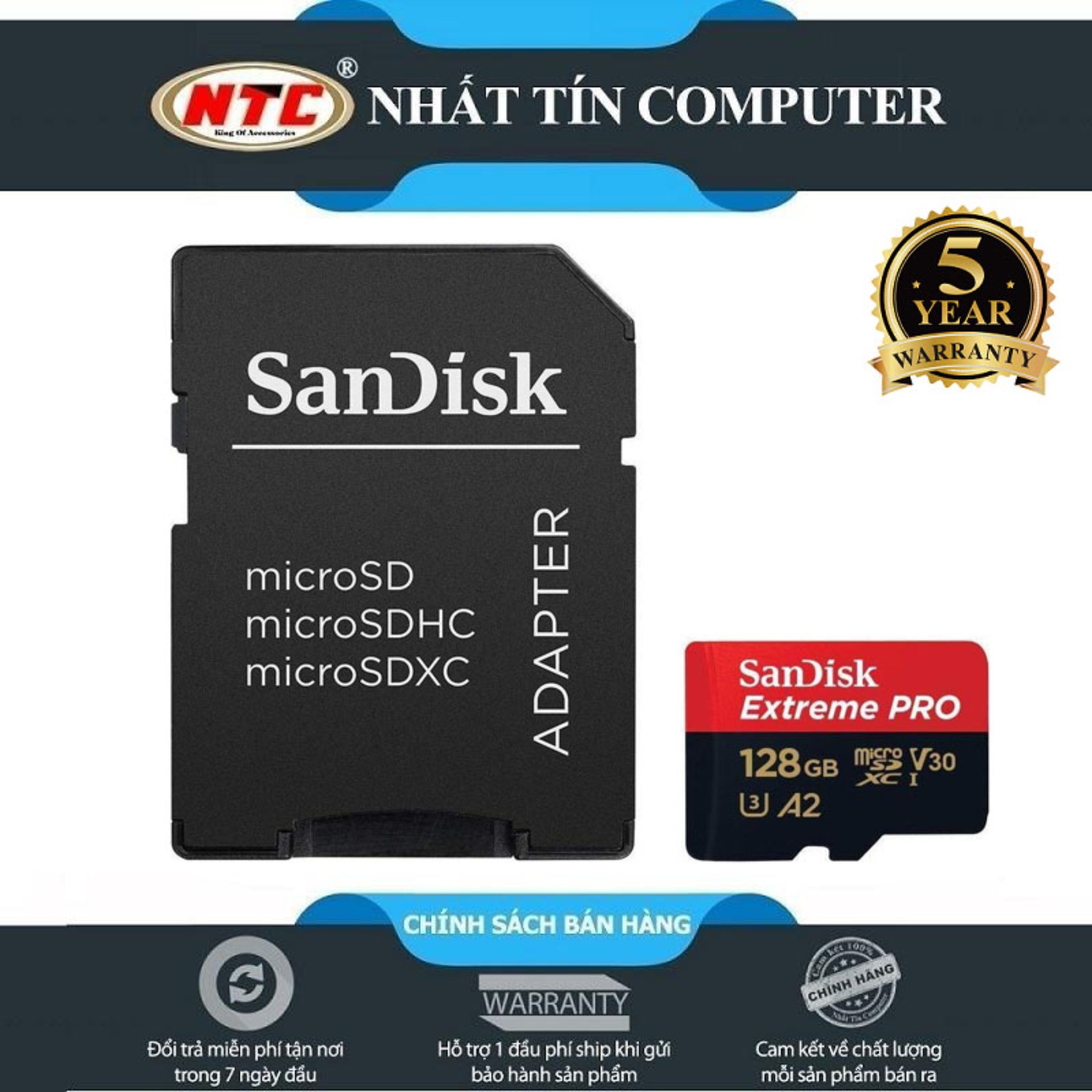 Thẻ Nhớ MicroSDXC SanDisk Extreme Pro A2 128GB V30 U3 4K R170MB/s W90MB/s (Đen đỏ)