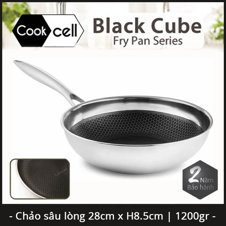 Chảo chống dính sâu lòng Inox 304  Kimscook -J&K Blackcube nhập khẩu dùng bếp từ, bảo hành 24 tháng