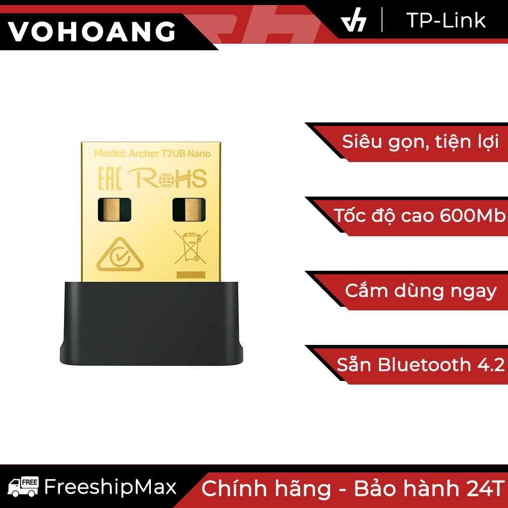 Usb wi-fi nano tp-link t2ub ac600 tích hợp bluetooth 4.2