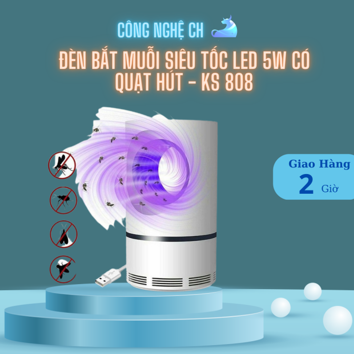 Đèn Bắt Muỗi Siêu Tốc 5W Có Quạt Hút Và Đèn Led