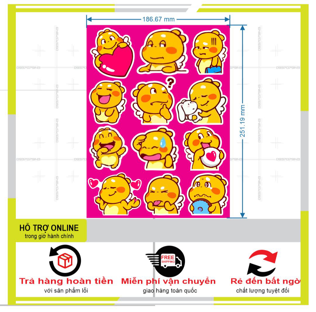 LOGO STICKER DÁN XE MÁY KHỦNG LONG CUTE DỄ THƯƠNG