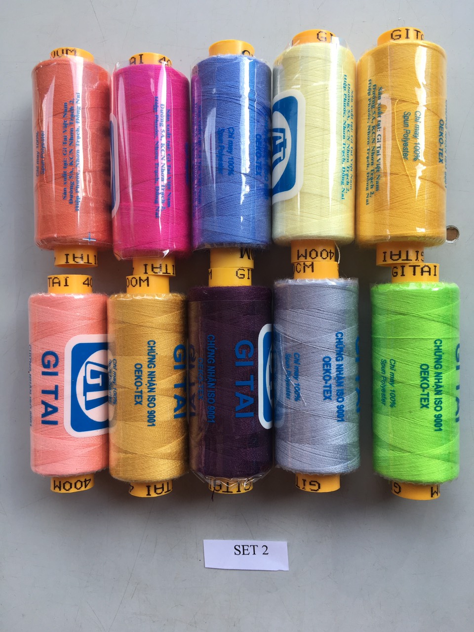 Sét 10 cuộn chỉ Gitai cuộn 400M 10 màu khác nhau
