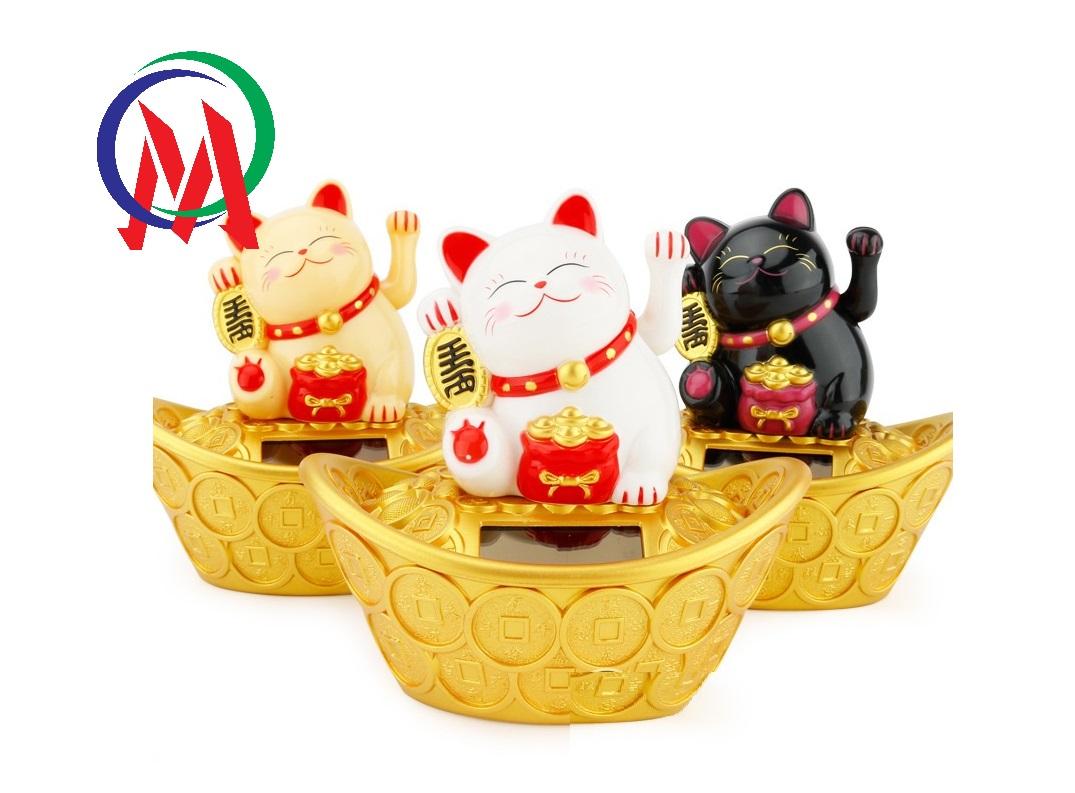 [HCM][Nội thất phong thủy] Chú mèo may mắn ngồi trên thỏi vàng