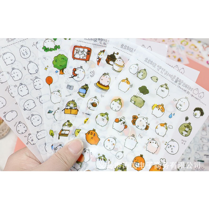 6 Tờ Sticker dán Molang