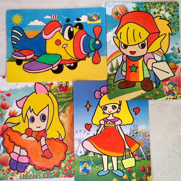 Sand paintings, A4 size sand paintings with Colorful backgrounds, Available with sand, toys for children