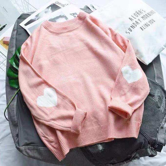 Áo Len Gân Tay Trái Tim Siêu Xinh
