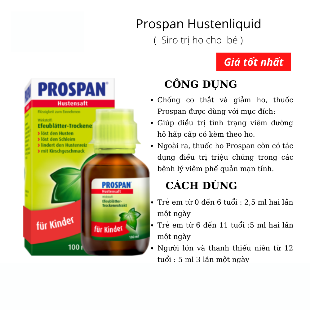 Siro Prospan Đức 100ml - Siro ho long đờm chính hãng
