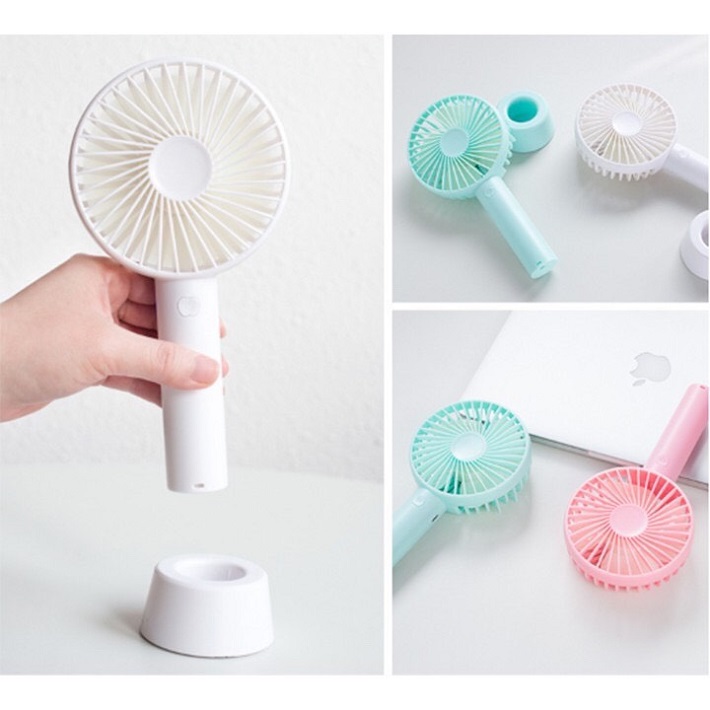 QUẠT MINI CẦM TAY TÍCH ĐIỆN 3 TỐC ĐỘ + PIN + CÁP SẠC