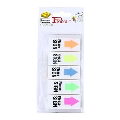 Giấy note mũi tên 5 màu nhựa trình ký Please Sign Pronoti giấy ghi chú mũi tên CAM KẾT CHÍNH HÃNG