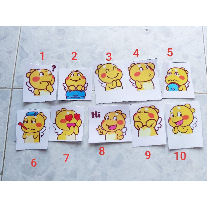 Combo 1 Tem Sticker Khủng Long Vàng Cute Dán Xe, Nón Giá Rẻ