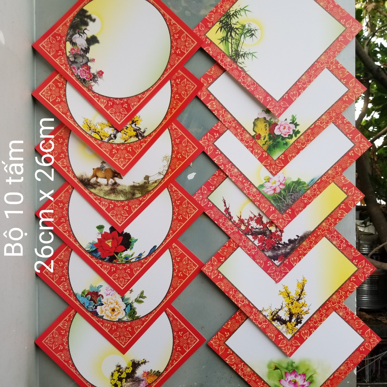 10 Giấy quả trám nhiều mẫu kích thước 26cm x26cm.
